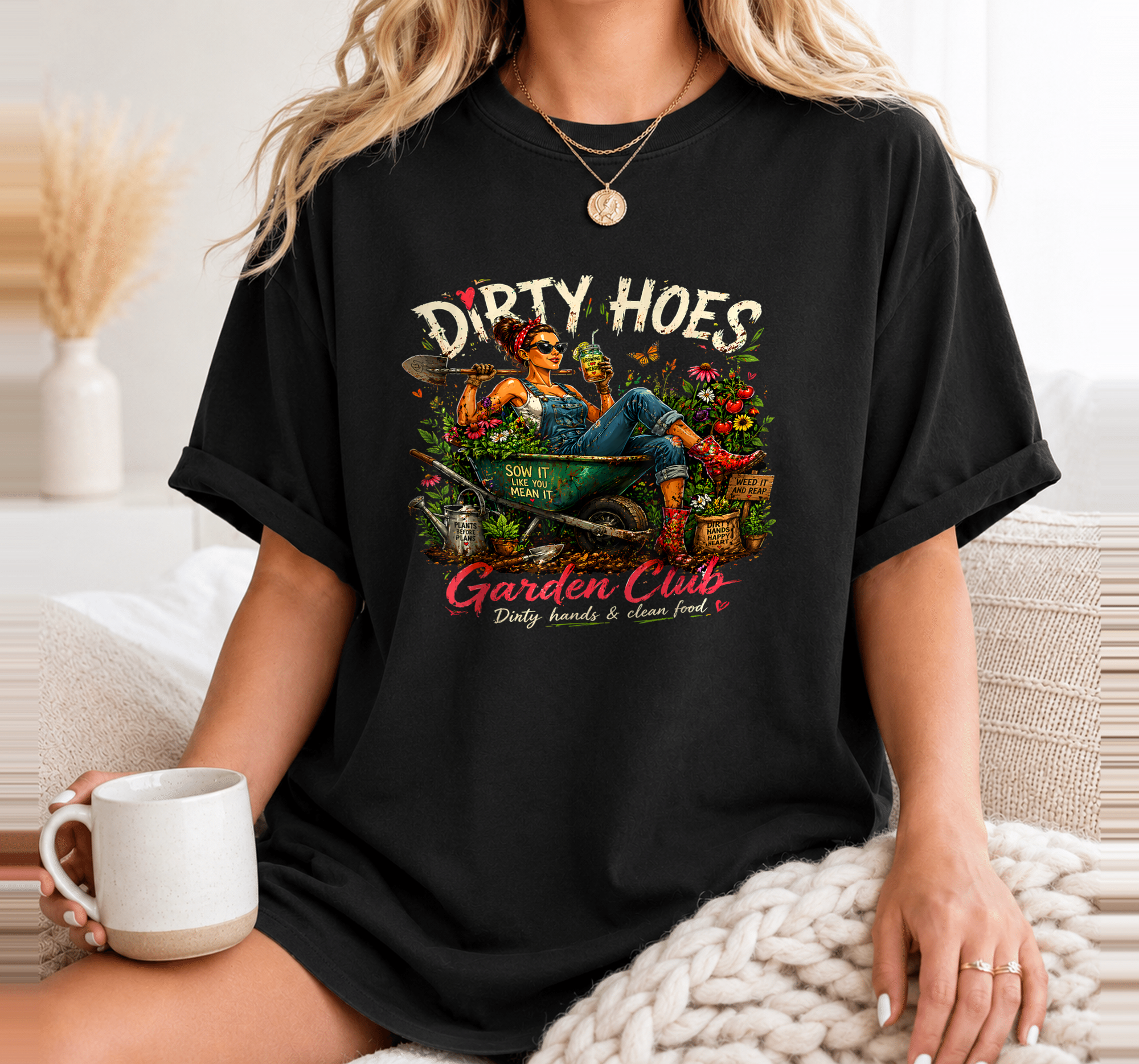 Dirty Hoes Garden Club Plant Lover Gardener for Women Girls T-Shirt 2