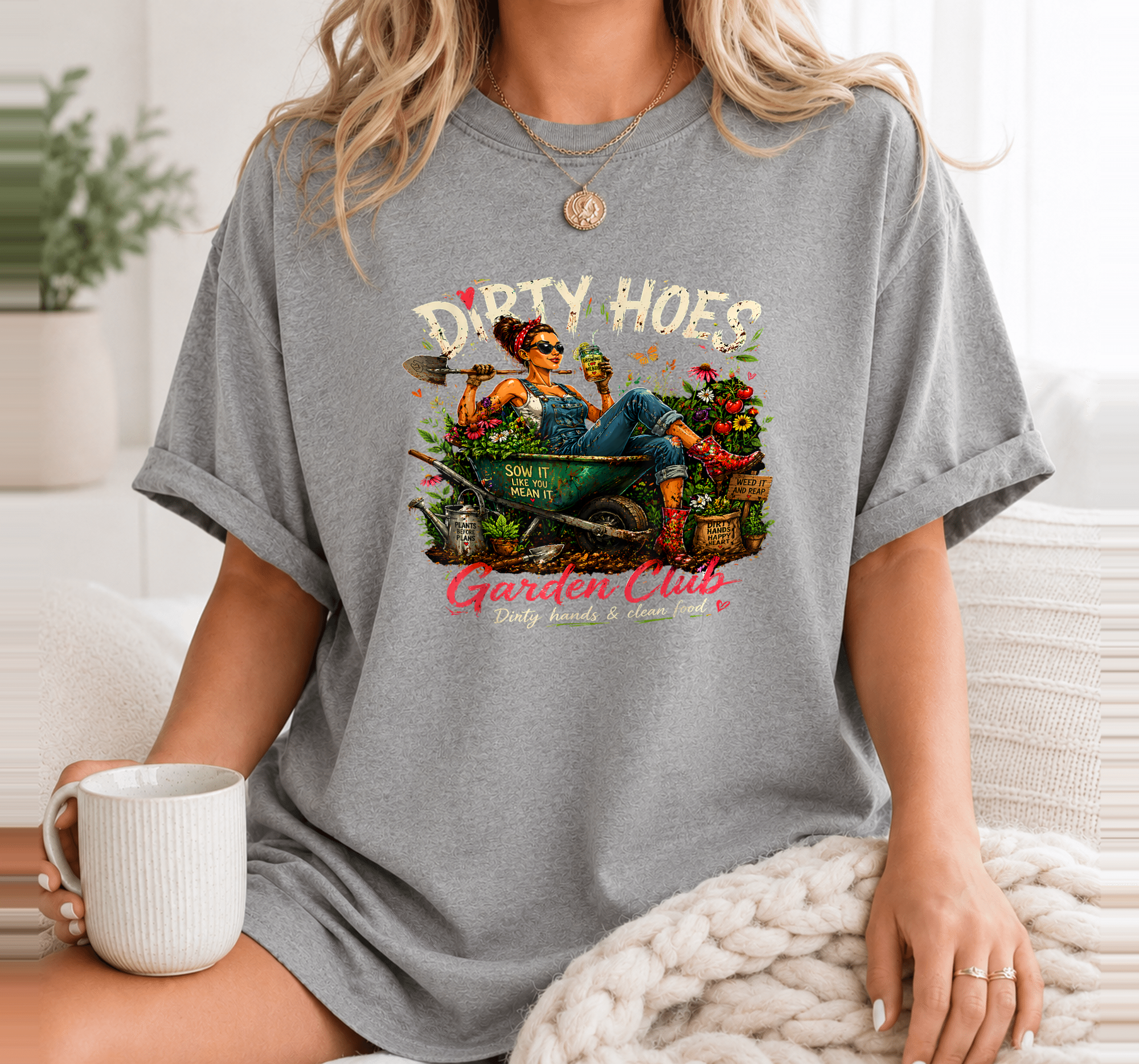 Dirty Hoes Garden Club Plant Lover Gardener for Women Girls T-Shirt 3