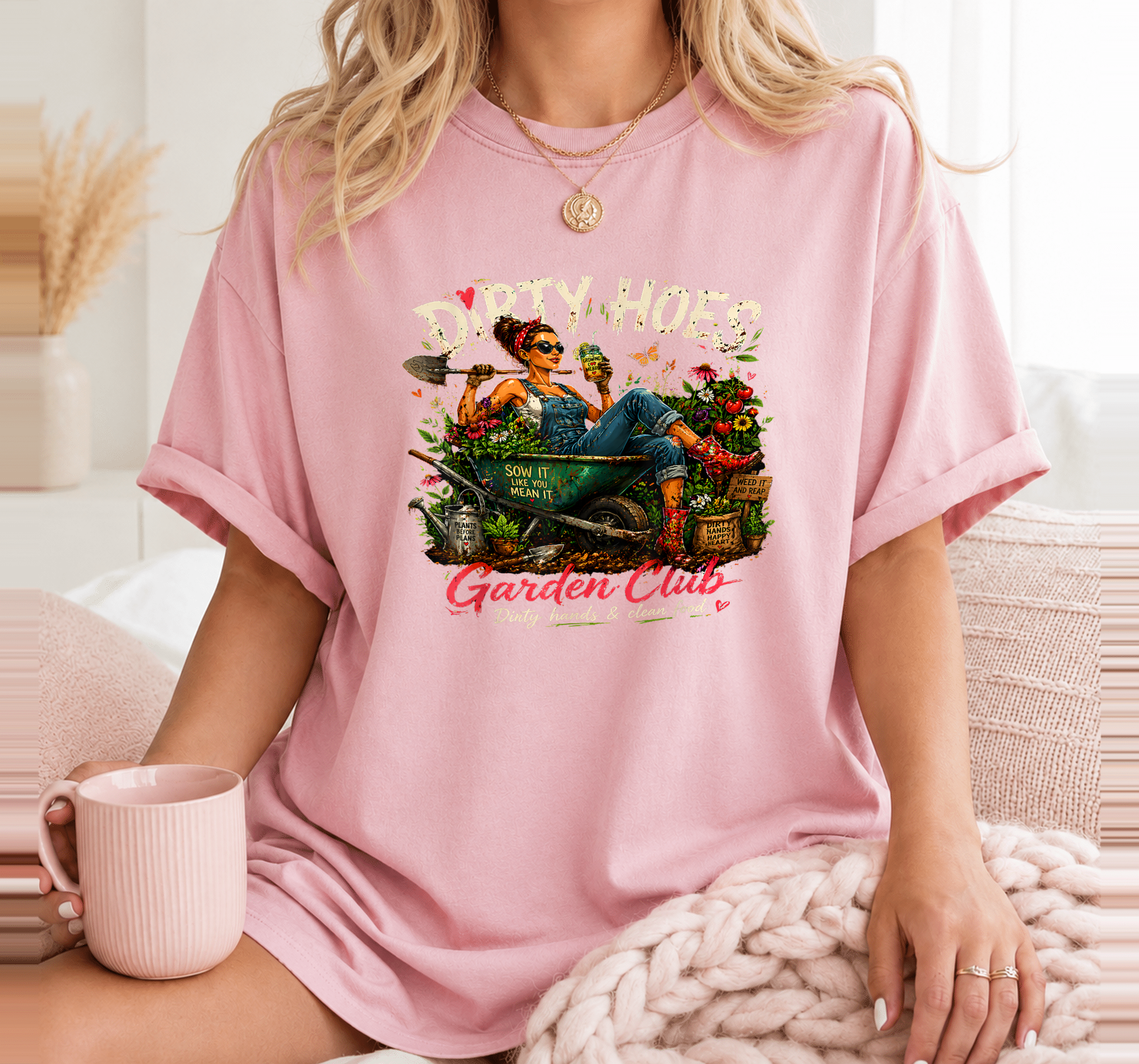 Dirty Hoes Garden Club Plant Lover Gardener for Women Girls T-Shirt 5