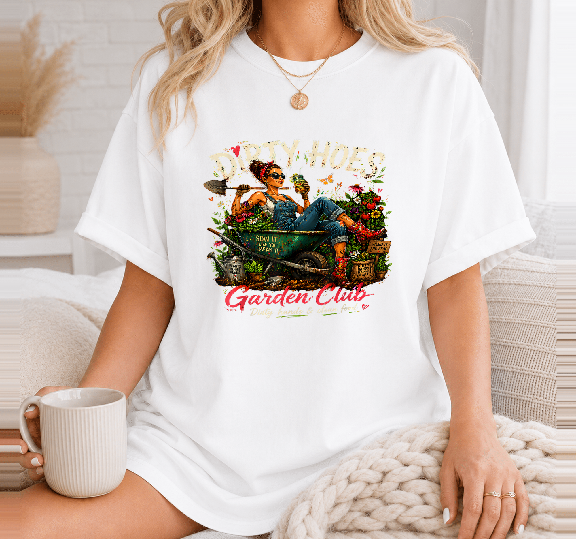 Dirty Hoes Garden Club Plant Lover Gardener for Women Girls T-Shirt 9